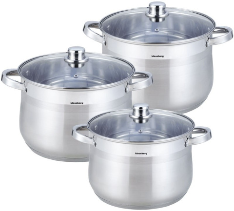 GARNKI GASTRO 6 ELE 10.7L+13L+16L KLAUSBERG STOCK POT KB-7178