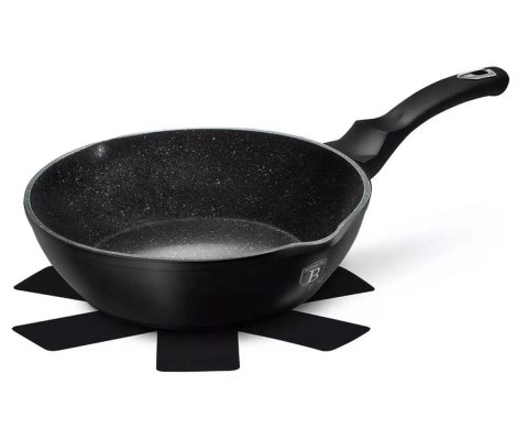 PATELNIA GRANITOWA 24CM WYLEWKI GŁĘBOKA BERLINGER HAUS BLACK SILVER BH-6185