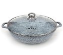 ZESTAW 2 GARNKÓW WOKÓW Z POWŁOKĄ MARMUROWĄ 28 / 32CM ZILNER GREY ZL-8609