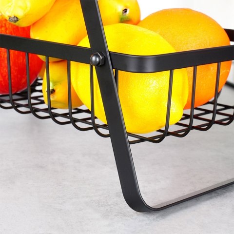 KOSZYK KOSZ NA OWOCE WARZYWA METALOWY CZARNY PIĘTROWY DWUPOZIOMOWY 27X18X29CM VILDE 229038