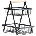 KOSZYK KOSZ NA OWOCE WARZYWA METALOWY CZARNY PIĘTROWY DWUPOZIOMOWY 27X18X29CM VILDE 229038