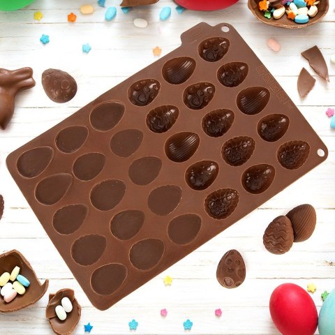 FORMA DO PIECZENIA CIASTEK PRALIN PRALINEK SILIKONOWA BRĄZOWA JAJKA SILLINIE ORION 154407