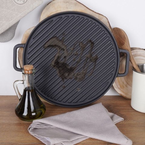 Patelnia grillowa do grillowania żeliwna dwustronna GRILL 37x31 cm VAGGAN 259311