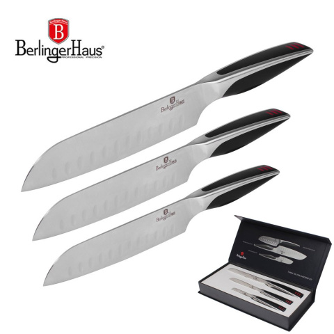 ZESTAW 3 NOŻY SANTOKU BERLINGER HAUS PHANTOM BH-2024